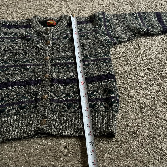Vintage Cozy Alps Women’s Wool Button Up Cardigan Rustic Nordic Fair isle Small - Picture 6 of 8